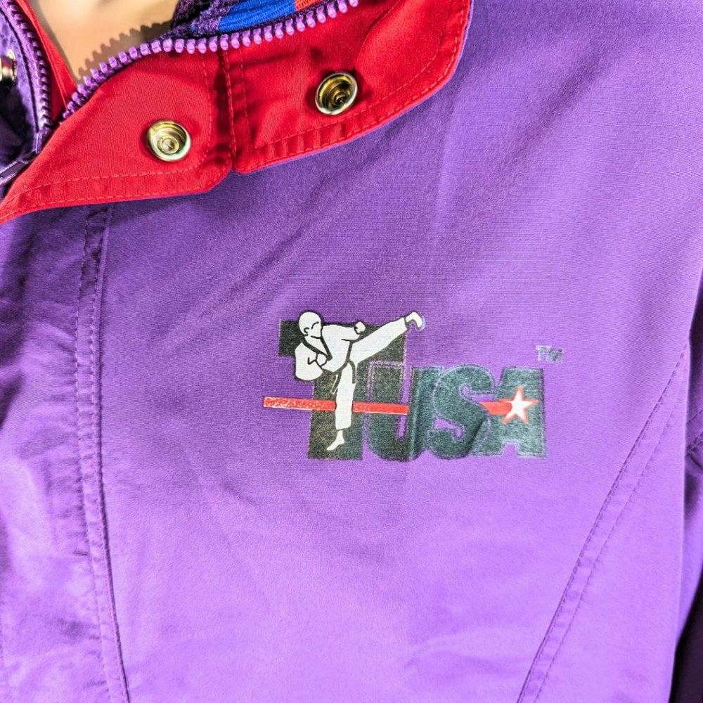 USA Karate Size M/L Purple Zip Up Vintage 80s Jacket Coat MINT - Picture 7 of 14